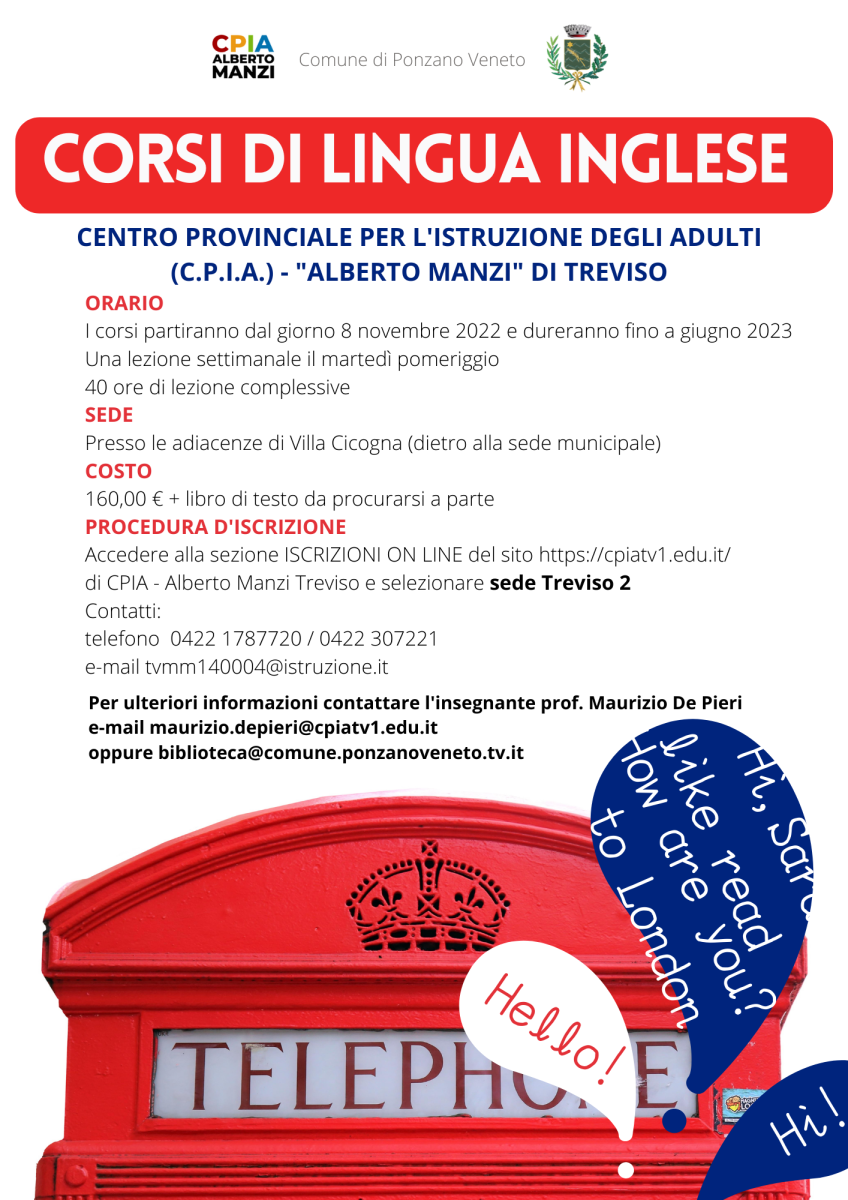 Locandina Corso di inglese